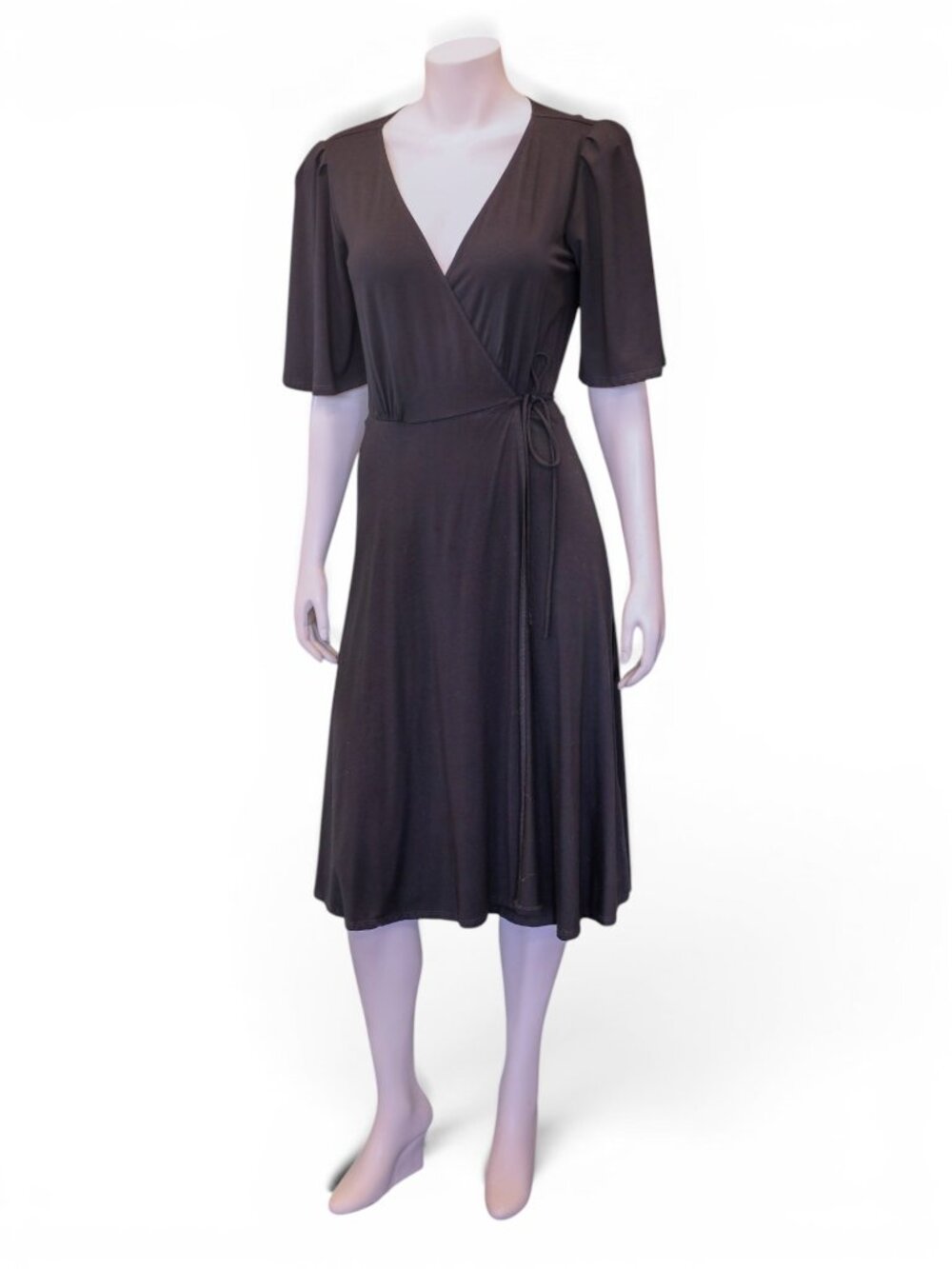 Reformation Charcoal Wrap Midi Dress